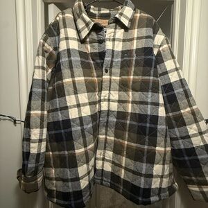Old Navy Men's Checkered Shirt Jacket - Black, White, Brown
